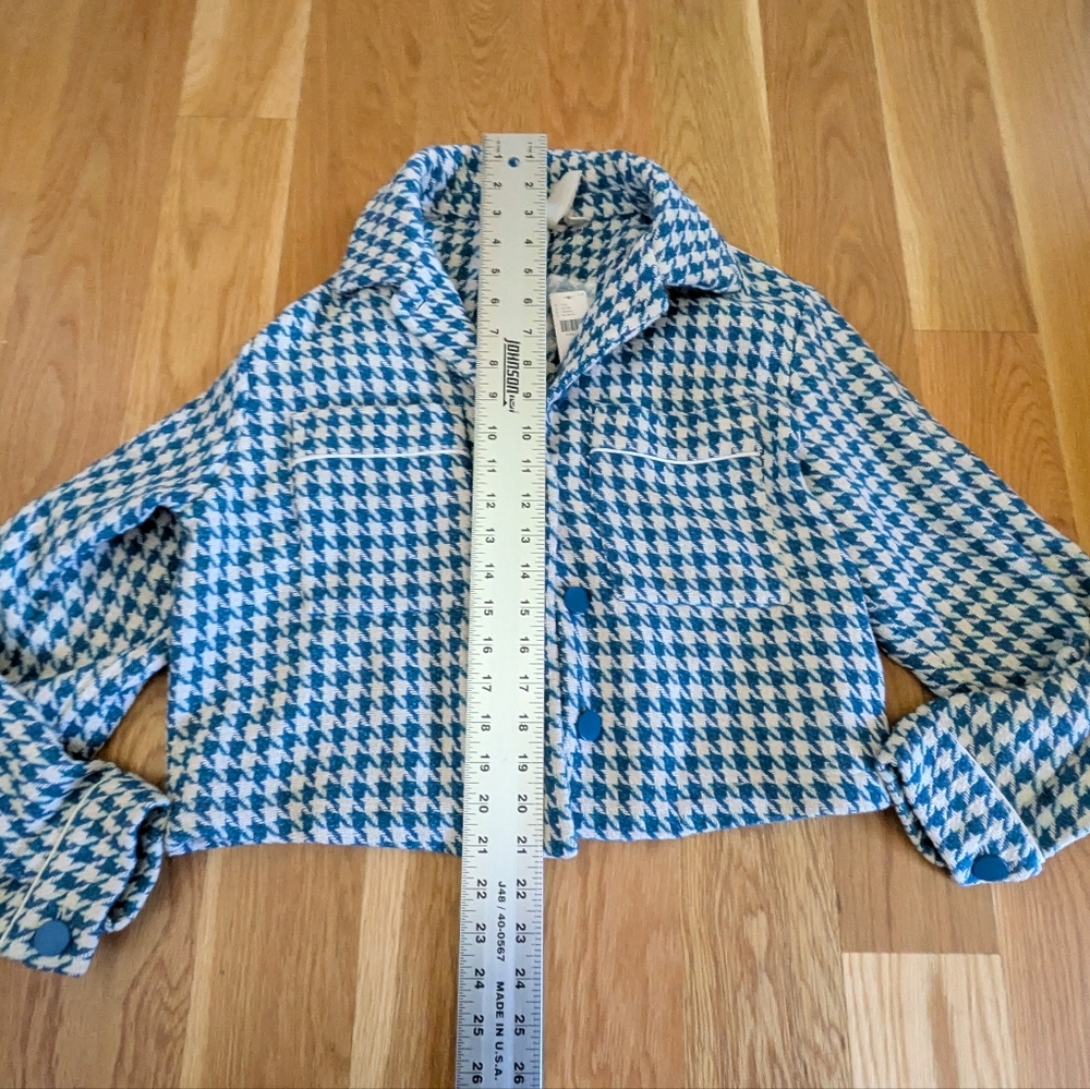 NWT Dolan Anthropologie - Cute Houndstooth Blue Cropped Jacket - Size S - Picture 4 of 7